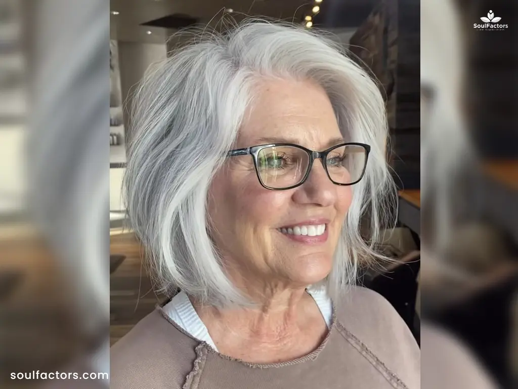 Relaxed Mid-Length Hairstyle For Old Women