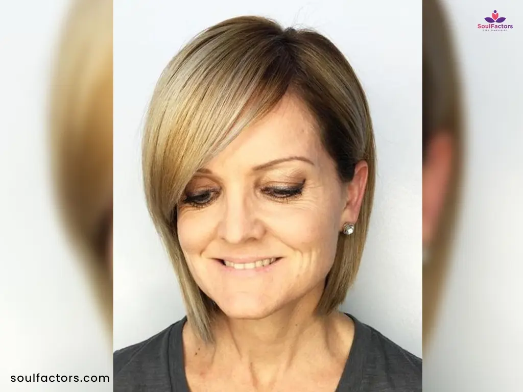 Side Swept Bang Hairstyle For Old Women
